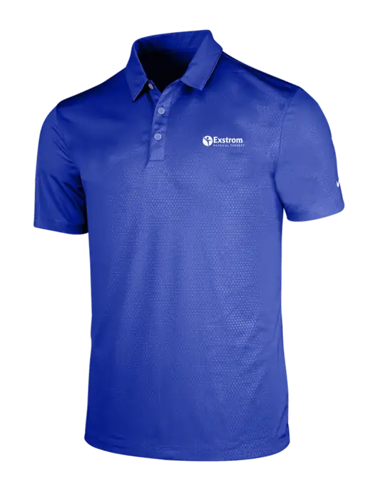 NIKE Dark Royal Dri-Fit Embossed Tri-Blade Polo w/Exstrom Logo