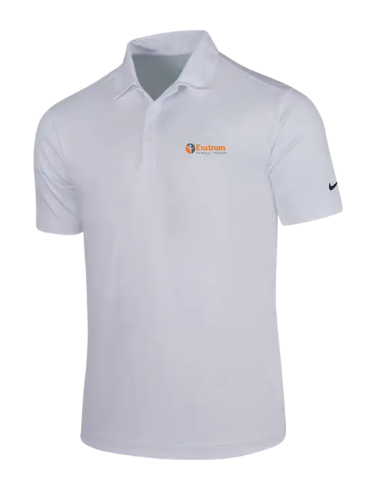NIKE White Dri-Fit Vertical Mesh Polo w/Exstrom Logo
