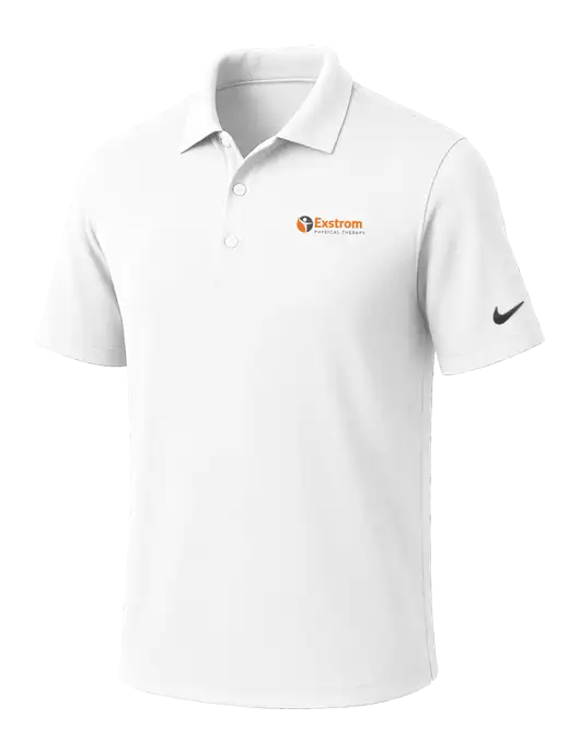 NIKE White Dri-Fit Micro Pique Polo w/Exstrom Logo
