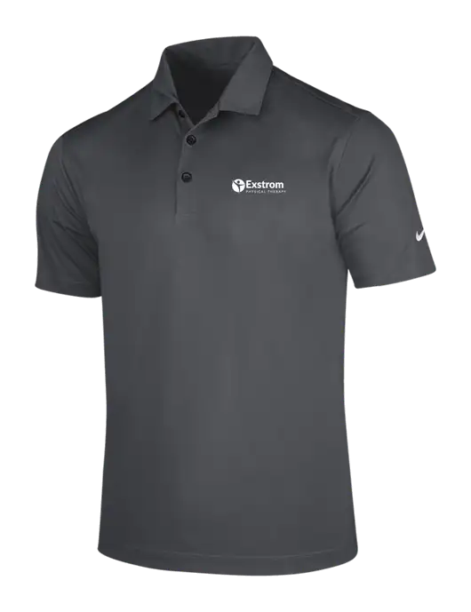 NIKE Dark Grey Dri-Fit Vertical Mesh Polo w/Exstrom Logo