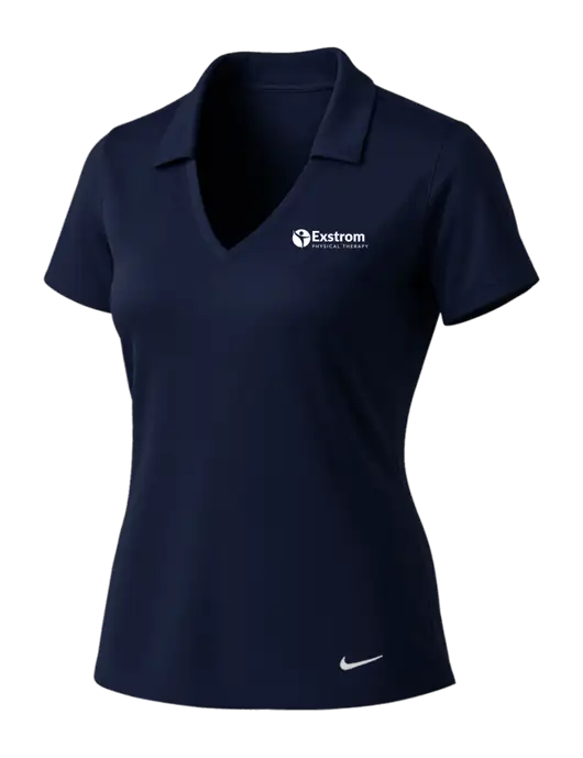 NIKE Dark Navy Womens Dri-Fit Vertical Mesh Polo w/Exstrom Logo