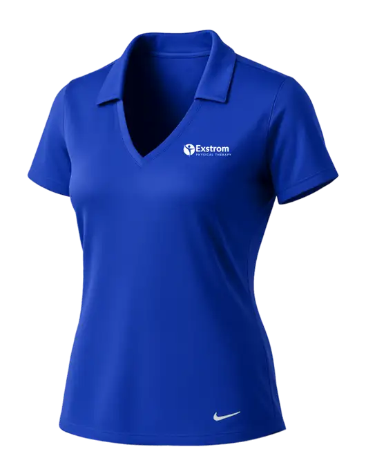 NIKE Dark Royal Womens Dri-Fit Vertical Mesh Polo w/Exstrom Logo