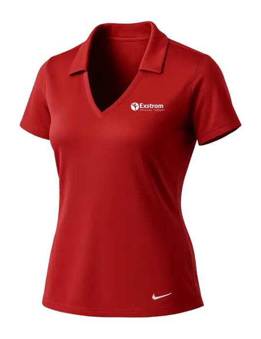 NIKE Red Womens Dri-Fit Vertical Mesh Polo w/Exstrom Logo
