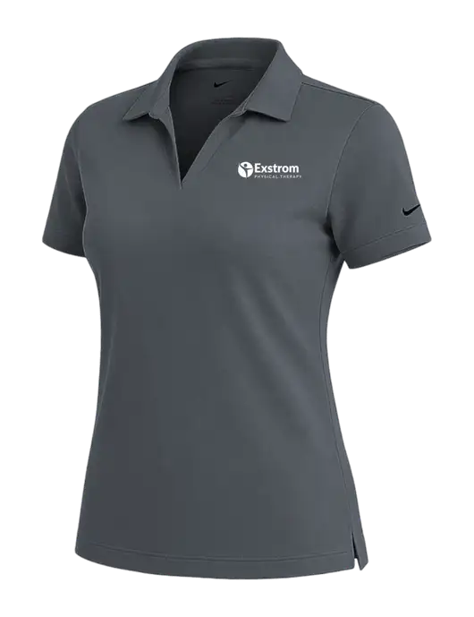 NIKE Dark Grey Womens Dri-Fit Micro Pique Polo w/Exstrom Logo