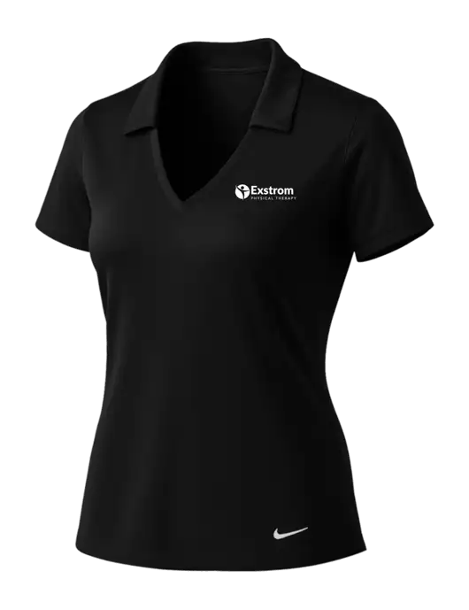 NIKE Black Womens Dri-Fit Vertical Mesh Polo w/Exstrom Logo