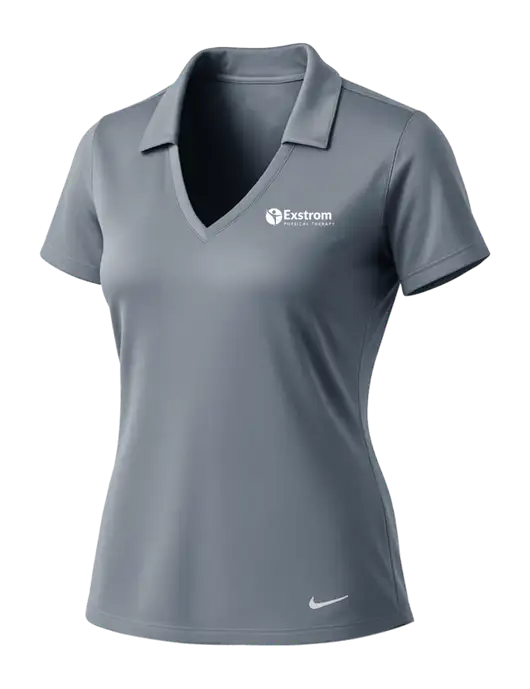NIKE Medium Grey Womens Dri-Fit Vertical Mesh Polo w/Exstrom Logo