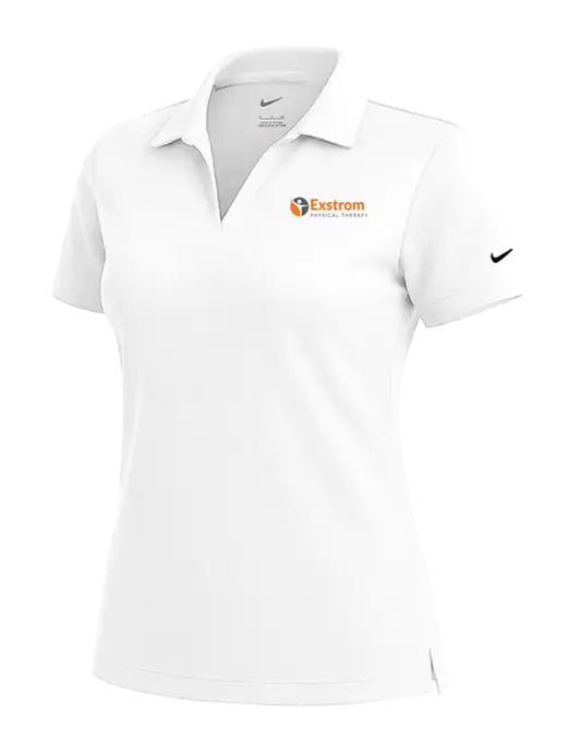 NIKE White Womens Dri-Fit Micro Pique Polo w/Exstrom Logo