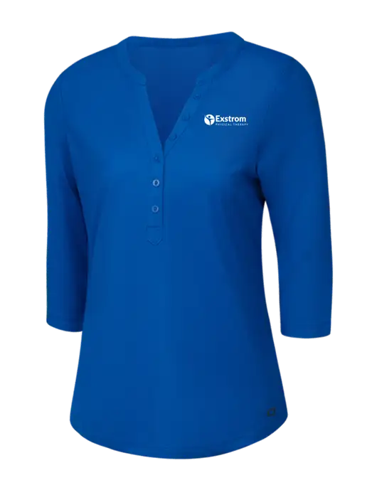 OGIO Royal Blue Jewel Henley w/Exstrom Logo