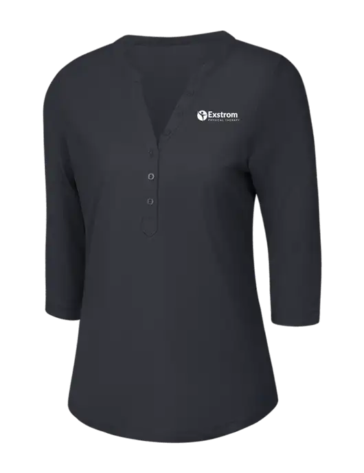 OGIO Charcoal Grey Jewel Henley w/Exstrom Logo
