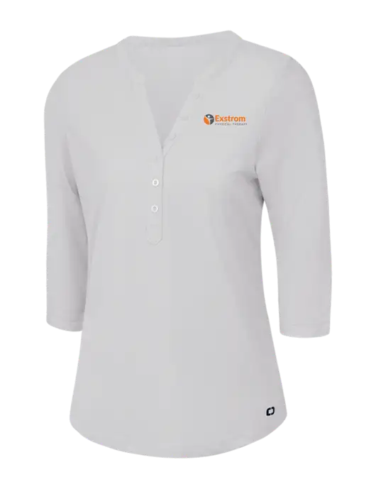 OGIO Bright White Jewel Henley w/Exstrom Logo