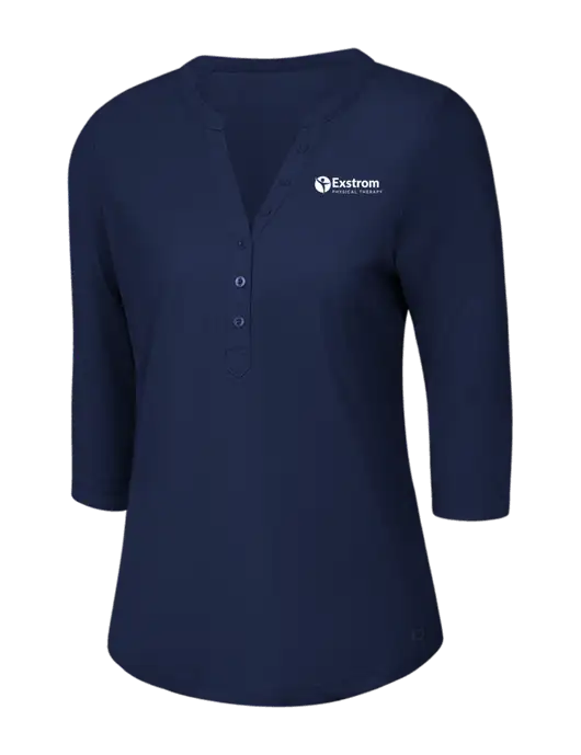 OGIO Navy Jewel Henley w/Exstrom Logo