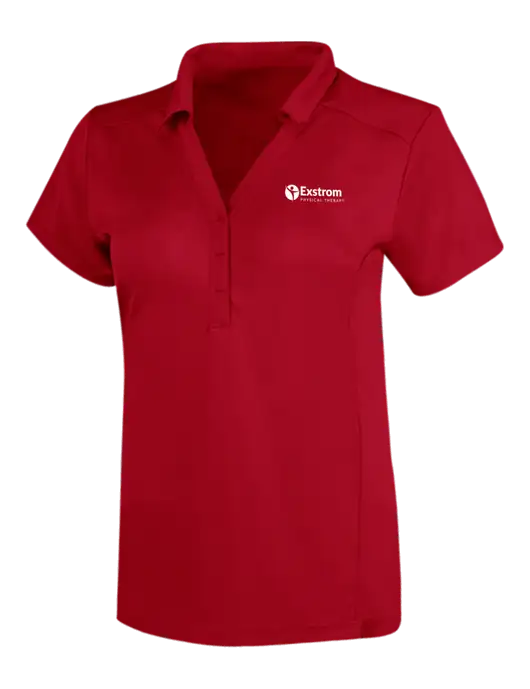 OGIO Red Womens Framework Polo w/Exstrom Logo