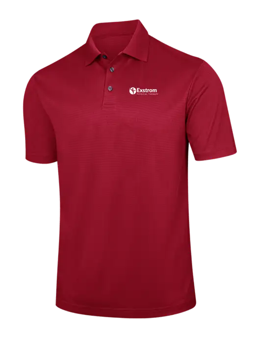 Red Performance Fine Jacquard Polo w/Exstrom Logo