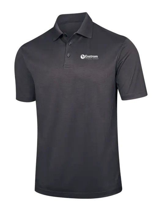 Dark Grey Performance Fine Jacquard Polo w/Exstrom Logo