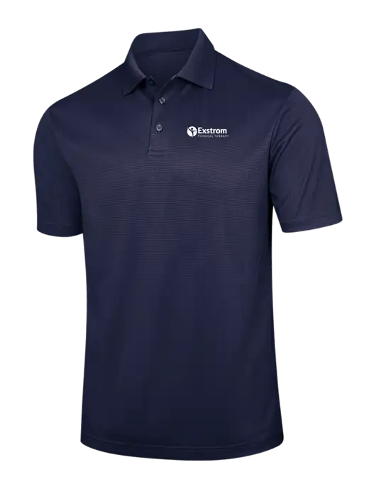Navy Performance Fine Jacquard Polo w/Exstrom Logo