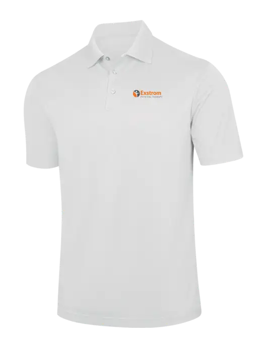 White Performance Fine Jacquard Polo w/Exstrom Logo