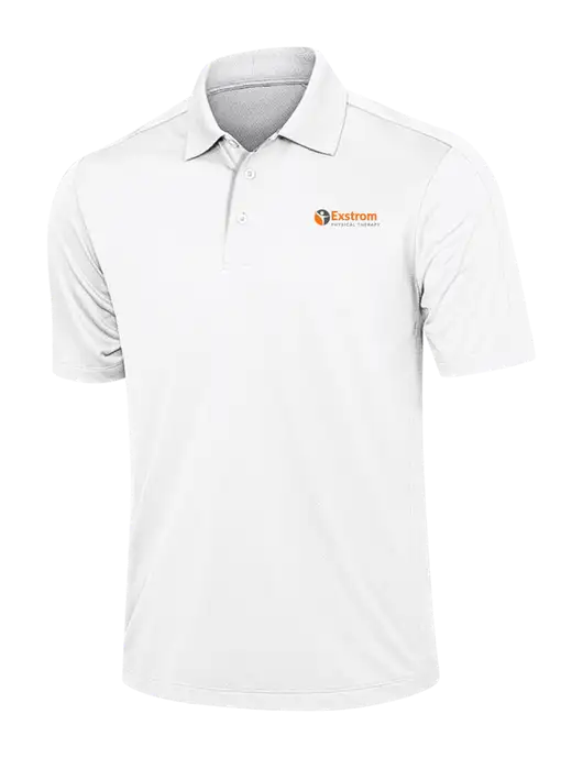 White Diamond Textured Jacquard Polo w/Exstrom Logo