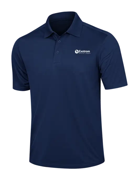 Dark Navy Diamond Textured Jacquard Polo w/Exstrom Logo