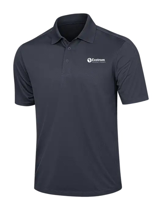 Dark Grey Diamond Textured Jacquard Polo w/Exstrom Logo