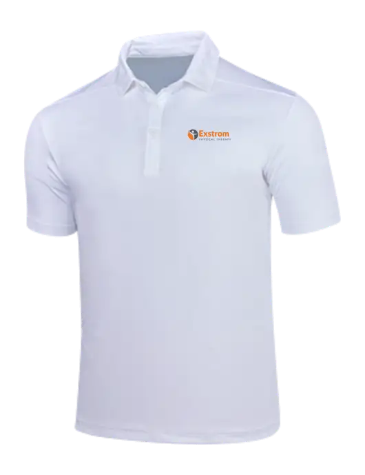 White Posi-UV Pro Polo w/Exstrom Logo