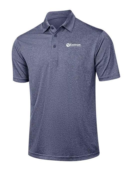 Navy Heather Contender Polo w/Exstrom Logo