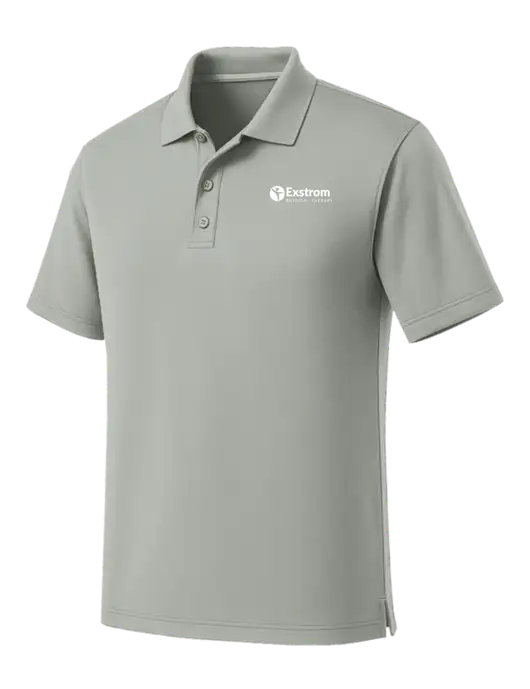 Light Grey Dry Zone UV Micro Mesh Polo w/Exstrom Logo