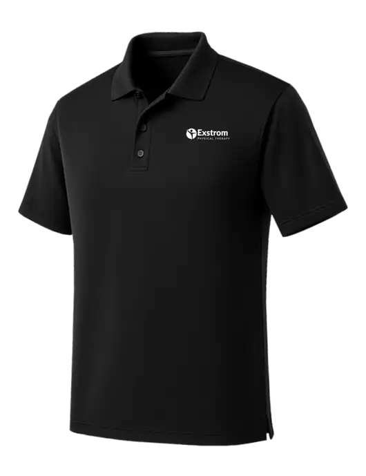 Black Dry Zone UV Micro Mesh Polo w/Exstrom Logo