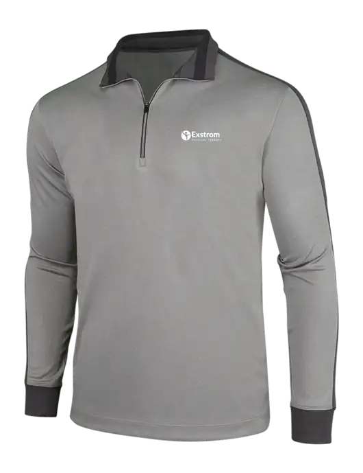 NIKE Athletic Grey/Heather Dark Grey Dry-Fit 1/2 Zip Cover-Up w/Exstrom Logo