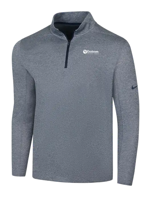 NIKE Navy Heather Dry 1/2 Zip Cover-Up w/Exstrom Logo