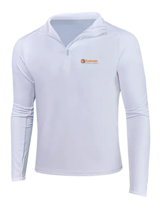 White Sport Wick Stretch 1/4 Zip Pullover w/Exstrom Logo