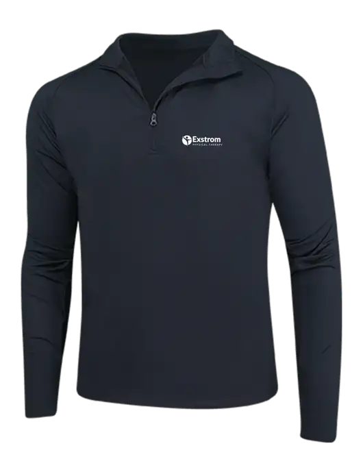 Black Sport Wick Stretch 1/4 Zip Pullover w/Exstrom Logo