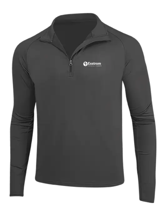 Charcoal Grey Sport Wick Stretch 1/4 Zip Pullover w/Exstrom Logo
