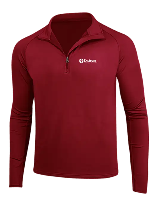 Red Sport Wick Stretch 1/4 Zip Pullover w/Exstrom Logo