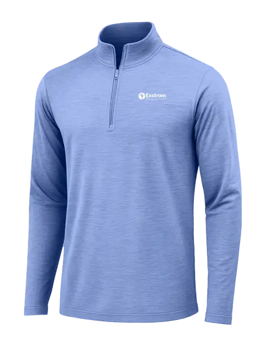 True Royal Heather Posicharge Tri-Blend Wicking 1/4 Zip Pullover w/Exstrom Logo
