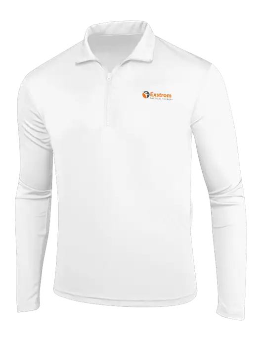 White PosiCharge Competitor 1/4 Zip Pullover w/Exstrom Logo