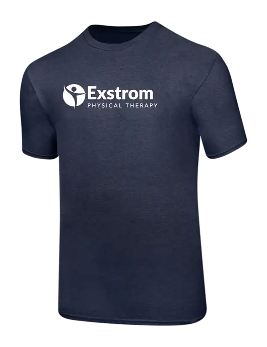 Ring Spun Heather Navy 4.5 oz T-Shirt w/Exstrom Logo