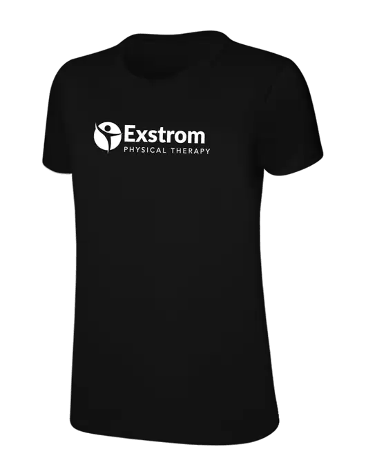 Womens Ring Spun Jet Black 4.5 oz T-Shirt w/Exstrom Logo