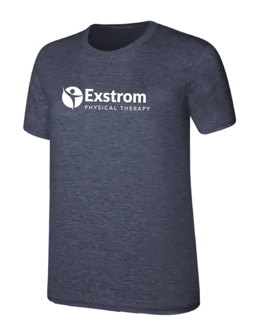 Womens Ring Spun Heather Navy 4.5 oz T-Shirt w/Exstrom Logo