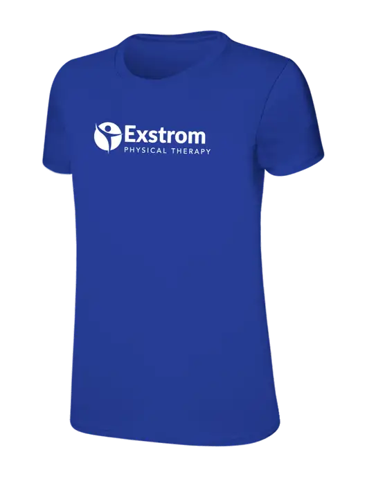 Womens Ring Spun Royal 4.5 oz T-Shirt w/Exstrom Logo