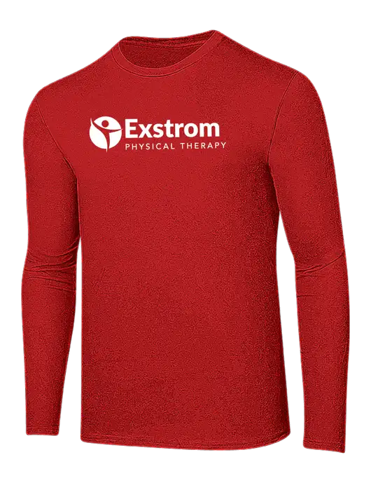 Ring Spun Dark Red 4.5 oz Long Sleeve T-Shirt w/Exstrom Logo