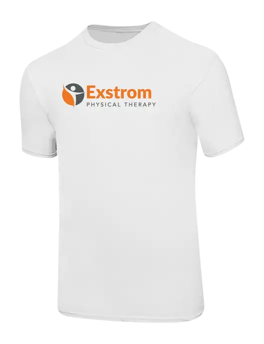 Ring Spun White 4.5 oz T-Shirt w/Exstrom Logo