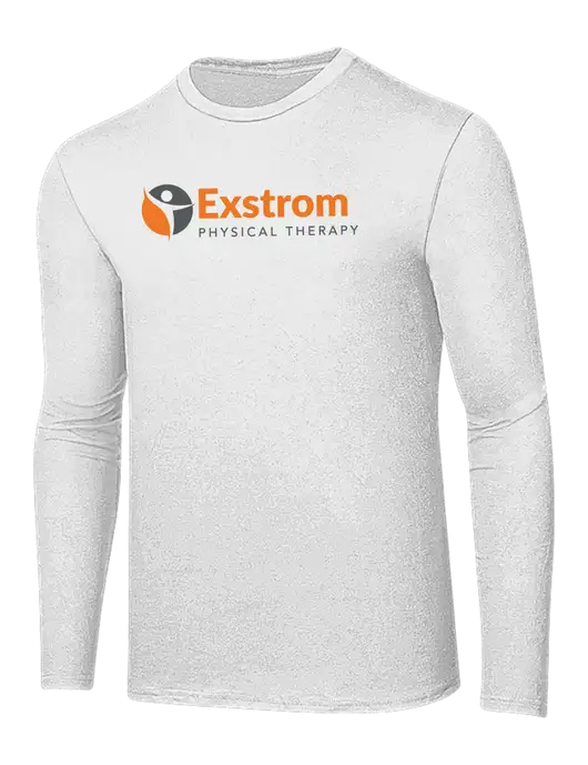 Ring Spun White 4.5 oz Long Sleeve T-Shirt w/Exstrom Logo