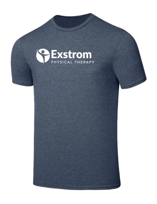 Seriously Soft Heathered Navy T-Shirt w/Exstrom Logo