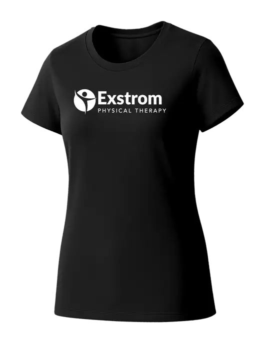 Womens Seriously Soft Black T-Shirt w/Exstrom Logo