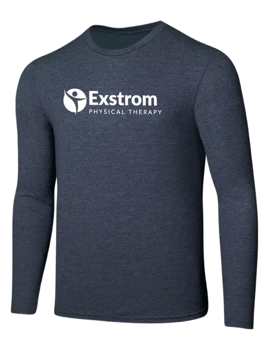 Seriously Soft Heathered Navy Long Sleeve T-Shirt w/Exstrom Logo