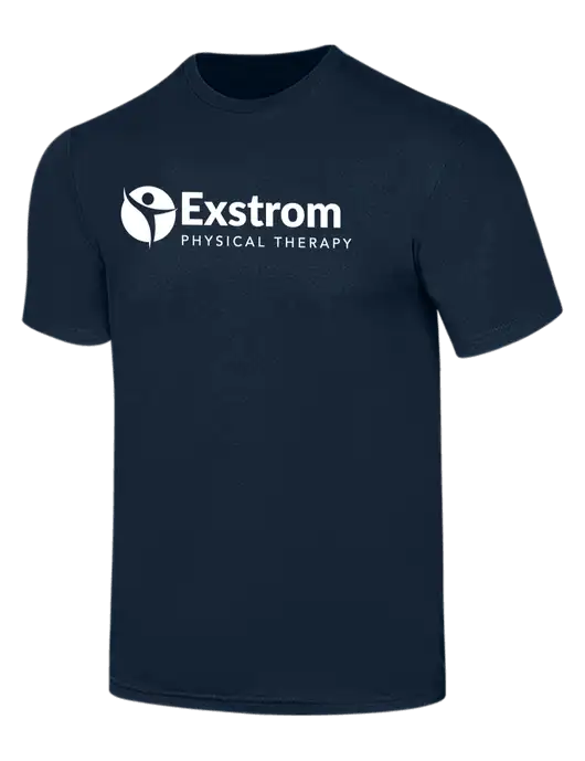 Simply Soft Navy 4.5oz  Poly/Combed Ring Spun Cotton T-Shirt w/Exstrom Logo