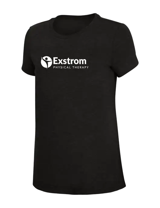 Womens Simply Soft Black 4.5oz Poly/Combed Ring Spun Cotton T-Shirt w/Exstrom Logo