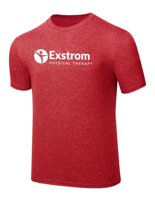 Simply Soft Red Frost 4.5oz  Poly/Combed Ring Spun Cotton T-Shirt w/Exstrom Logo