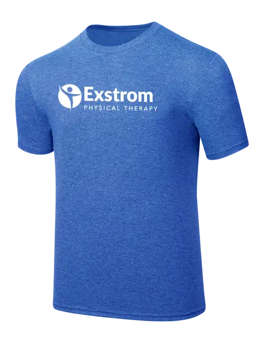 Simply Soft Royal Frost 4.5oz  Poly/Combed Ring Spun Cotton T-Shirt w/Exstrom Logo
