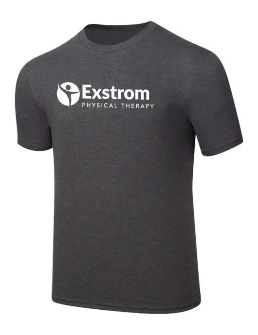 Simply Soft Heathered Charcoal 4.5oz  Poly/Combed Ring Spun Cotton T-Shirt w/Exstrom Logo